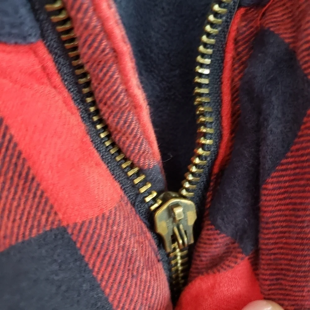 Osh Kosh Full Zip Jacket Red Navy Plaid Sherpa 6 S